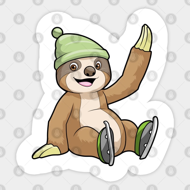 Sloth at Ice skating with Ice skates Sticker by Markus Schnabel